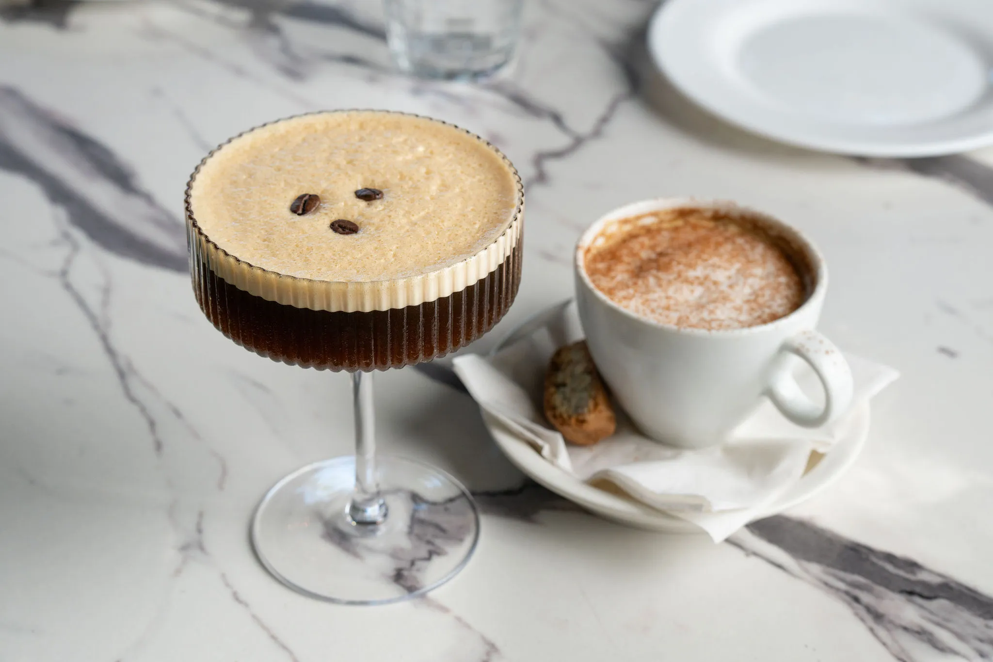 Espresso martini and cappuccino